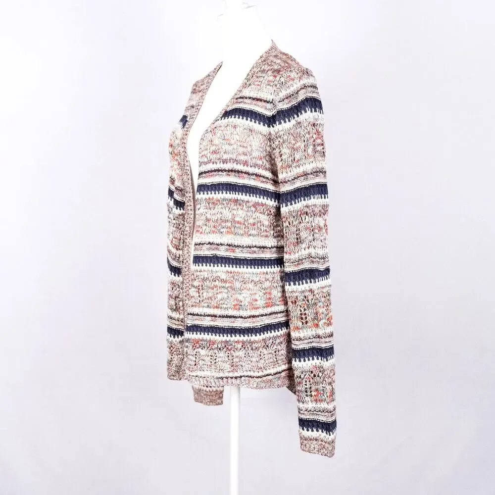 Absolutely Famous Open-Knit Cardigan SZ SMALL Beach Casual Coastal Rainbow Boho